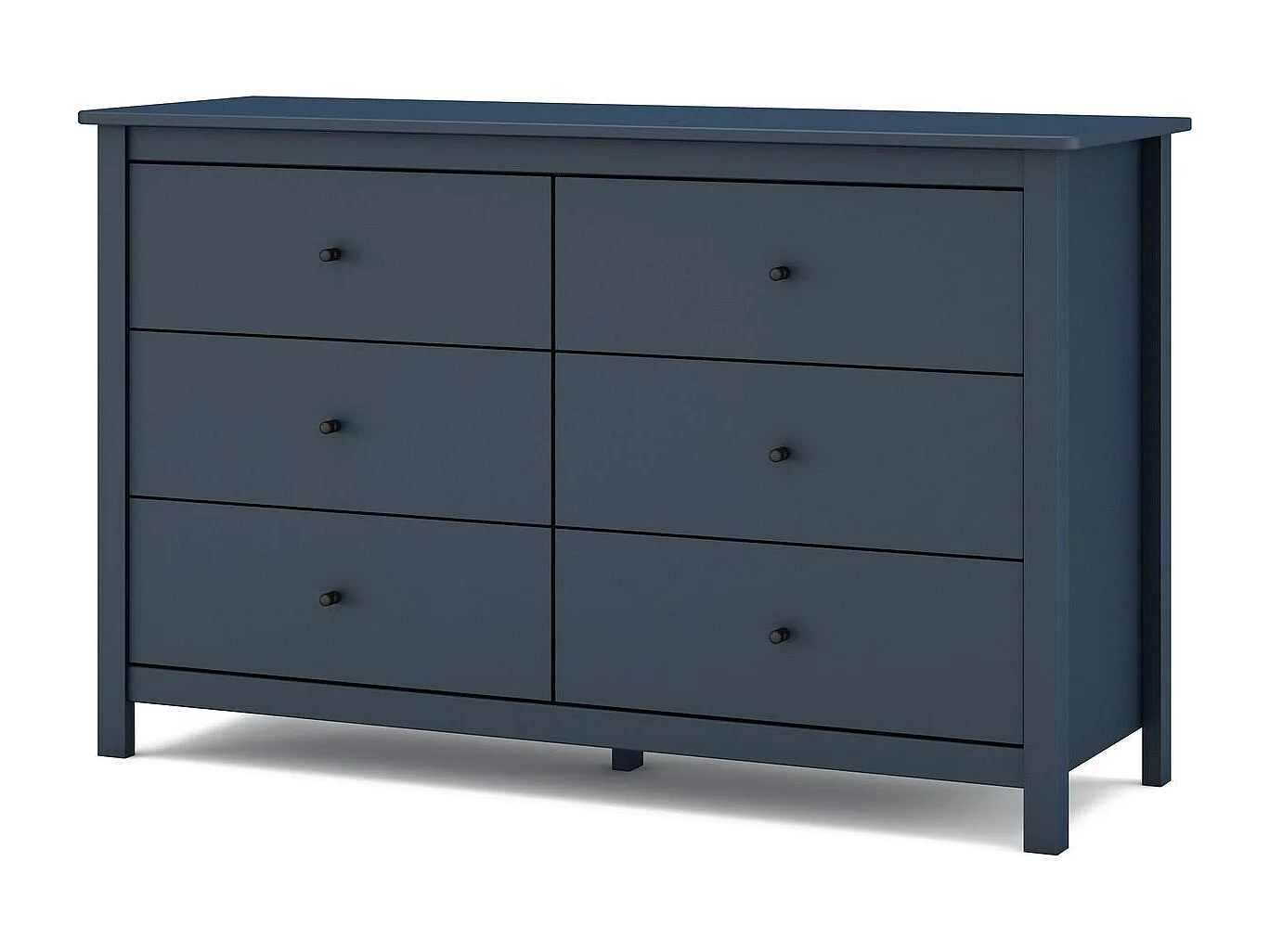 Commode 6 tiroirs en bois massif bleu foncé 130 cm - Macha