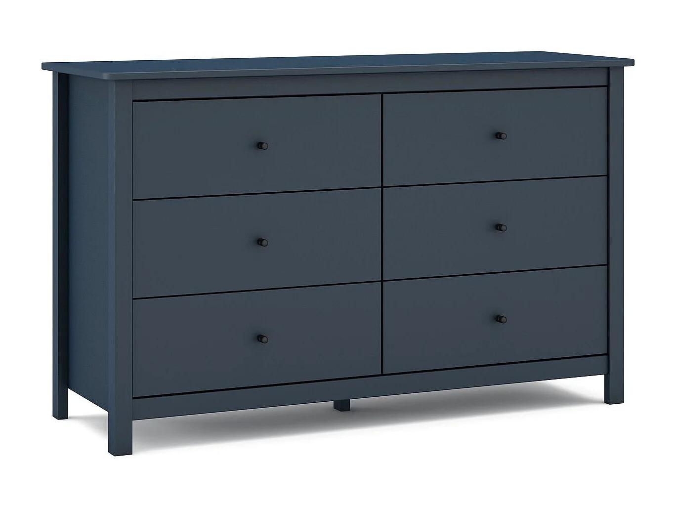 Commode 6 tiroirs en bois massif bleu foncé 130 cm - Macha