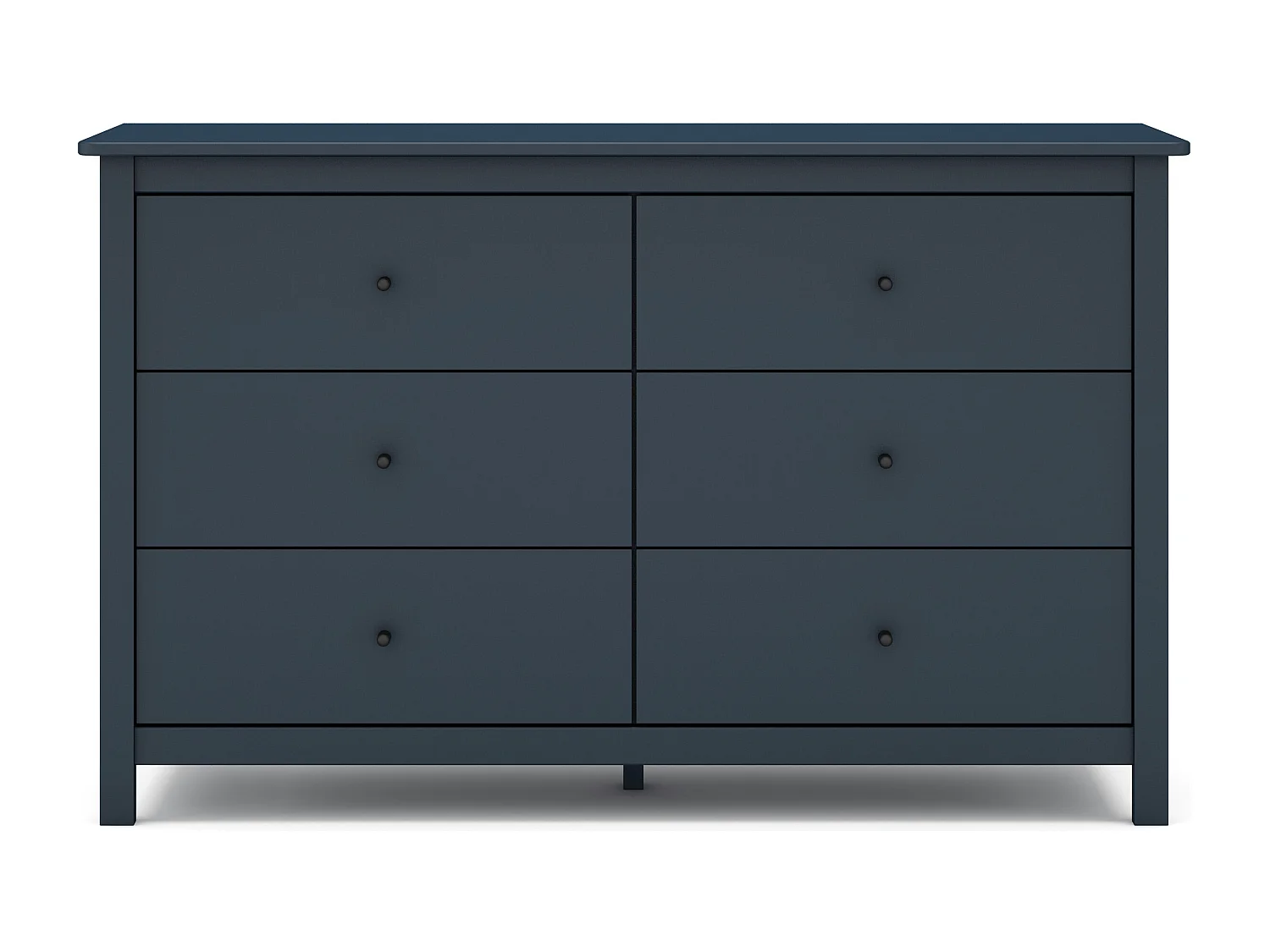 Commode 6 tiroirs en bois massif bleu foncé 130 cm - Macha