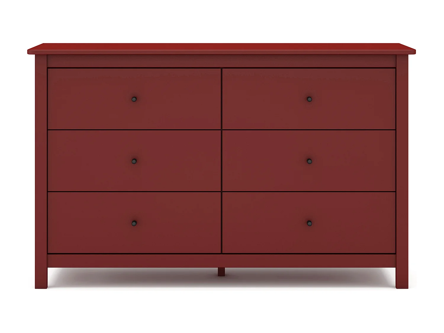Commode 6 tiroirs en bois massif rouge 130 cm - Macha