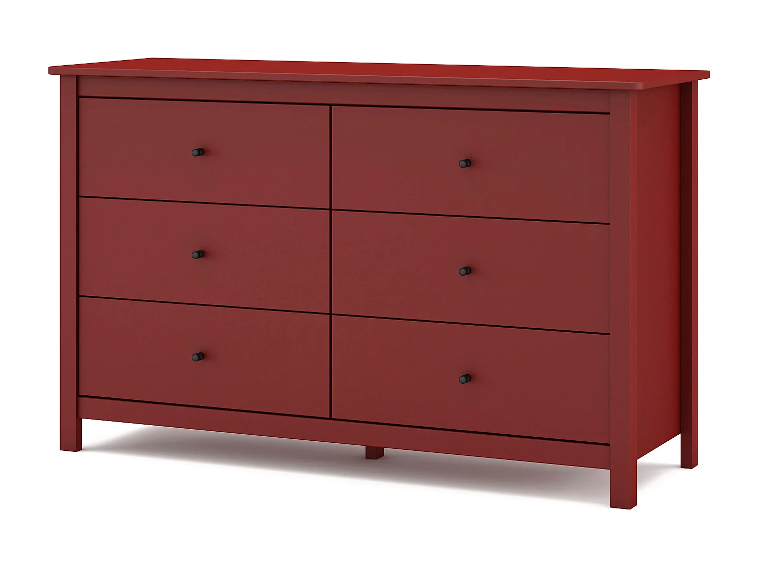 Commode 6 tiroirs en bois massif rouge 130 cm - Macha