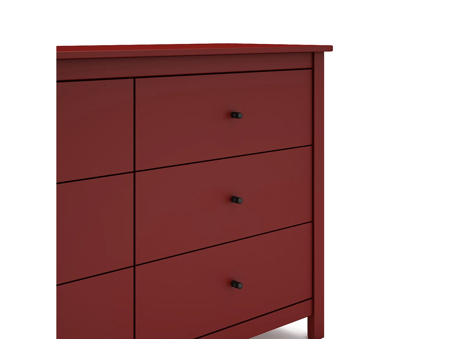 Commode 6 tiroirs en bois massif rouge 130 cm - Macha