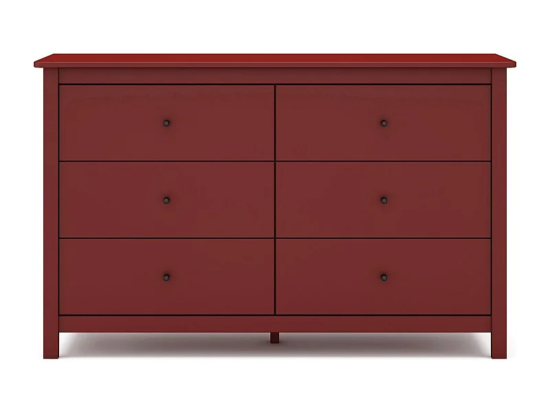 Commode 6 tiroirs en bois massif rouge 130 cm - Macha