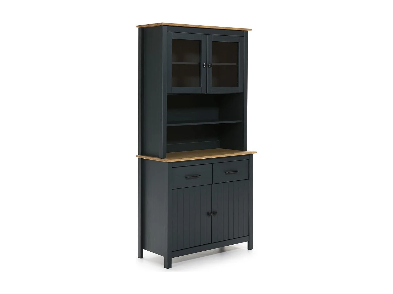 Vaisselier 4 portes 2 tiroirs en bois massif bleu H180 cm - Ida