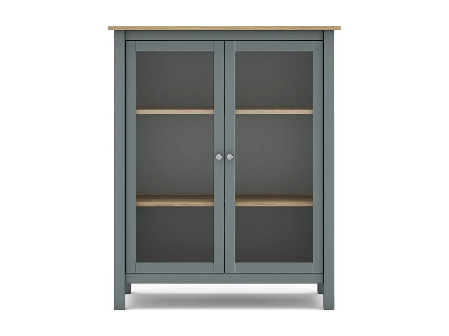 Vaisselier 2 portes en bois massif vert kaki 110 cm - Macha