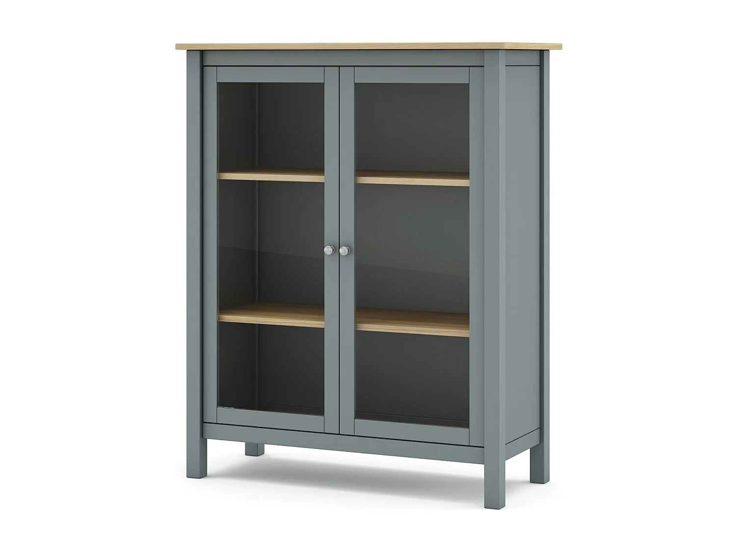 Vaisselier 2 portes en bois massif vert kaki 110 cm - Macha