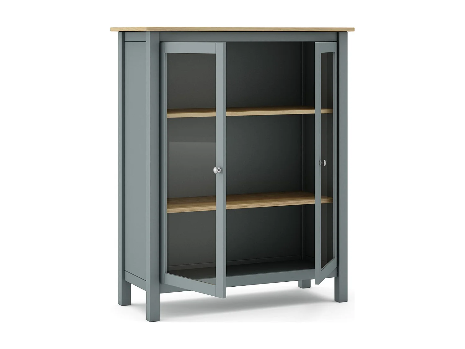 Vaisselier 2 portes en bois massif vert kaki 110 cm - Macha