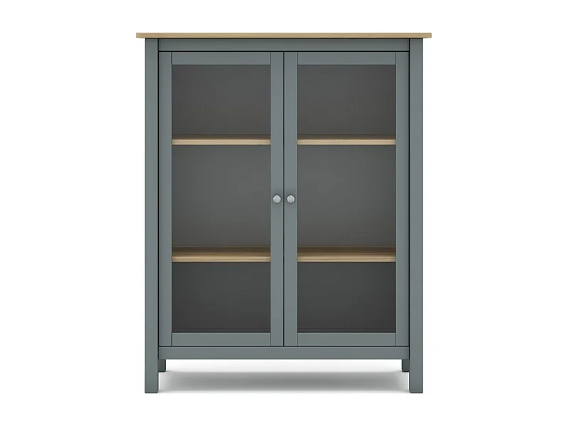 Vaisselier 2 portes en bois massif vert kaki 110 cm - Macha