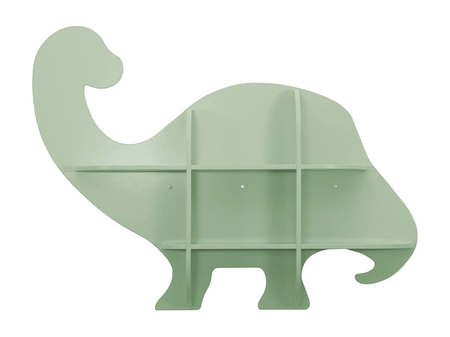 Etagère murale dinosaure 5 espaces de rangement vert - L 108 x P 16.5 x H 78.5 cm - Brachi