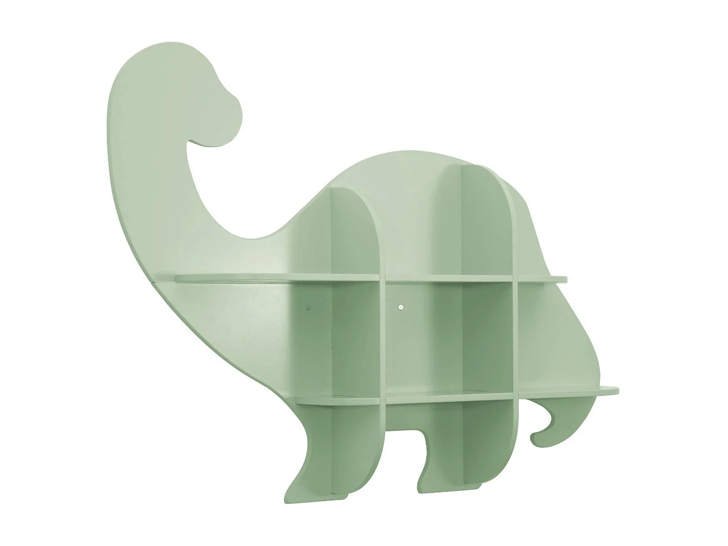 Etagère murale dinosaure 5 espaces de rangement vert - L 108 x P 16.5 x H 78.5 cm - Brachi
