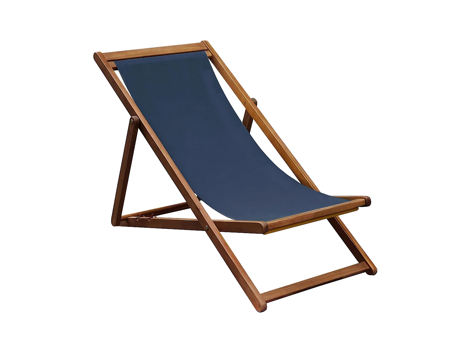 Lot de 2 chiliennes en acacia inclinables 3 positions bleu foncé