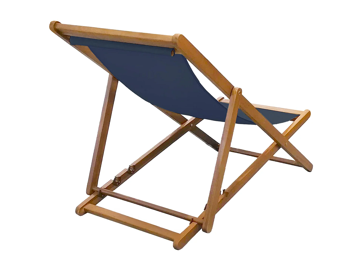 Lot de 2 chiliennes en acacia inclinables 3 positions bleu foncé