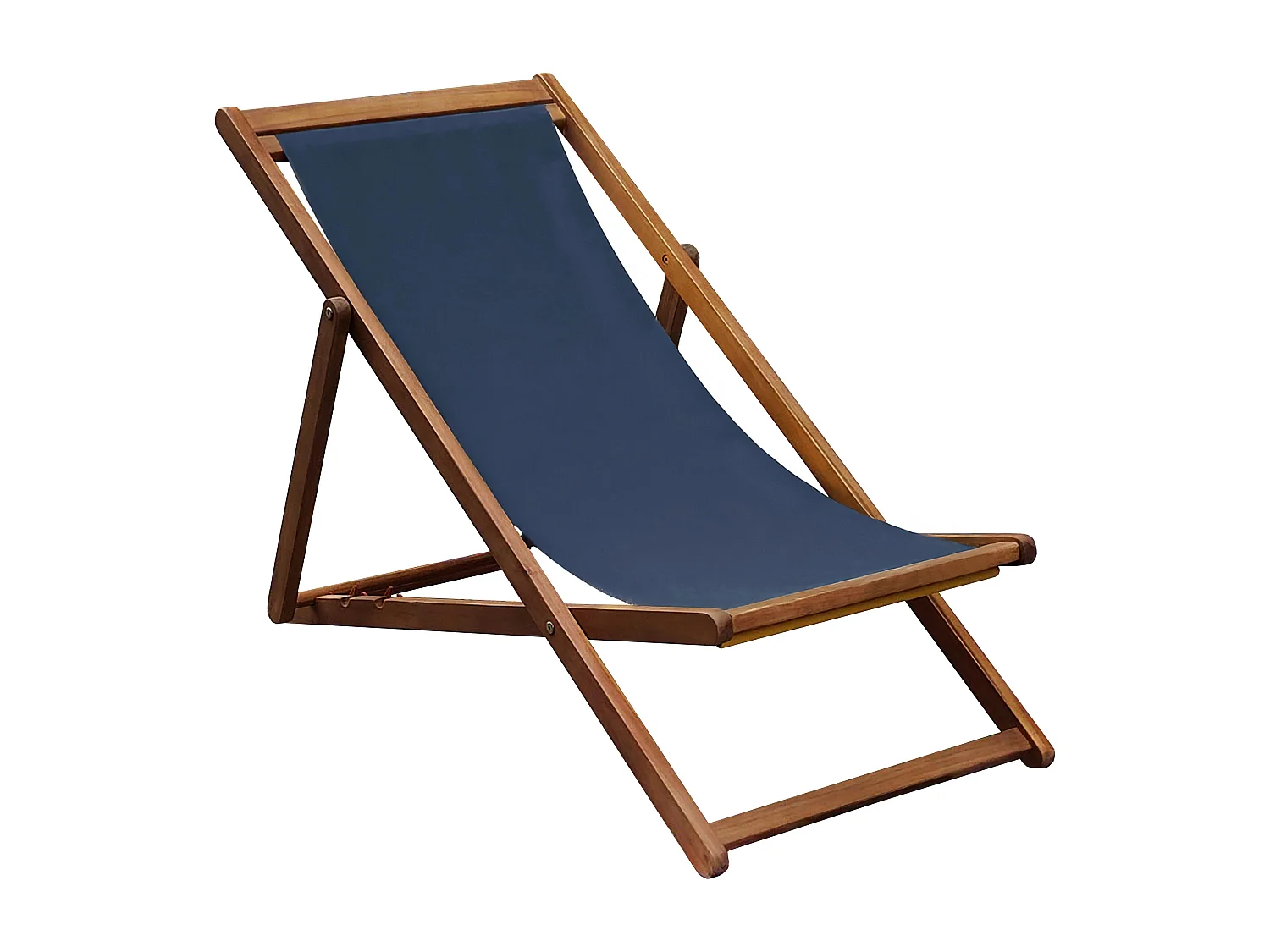 Lot de 2 chiliennes en acacia inclinables 3 positions bleu foncé