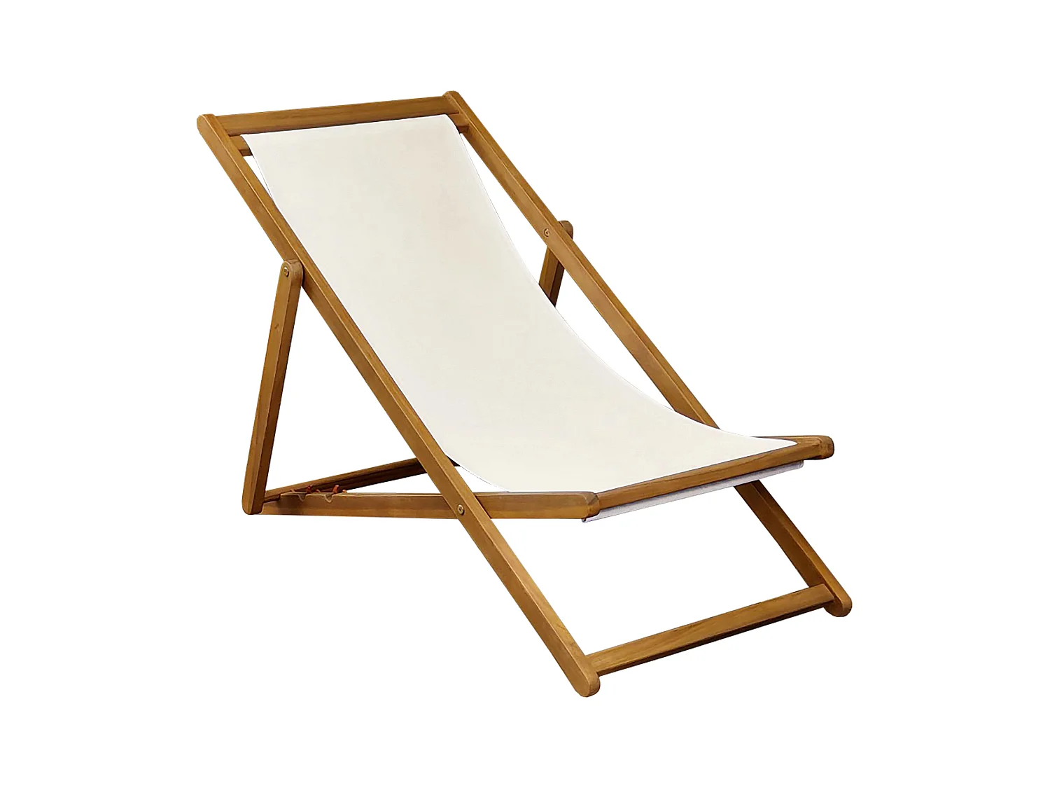 Lot de 2 chiliennes en acacia inclinables 3 positions écru