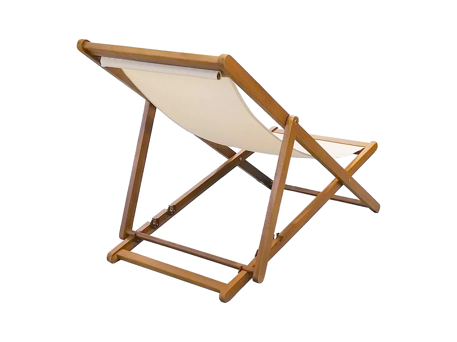 Lot de 2 chiliennes en acacia inclinables 3 positions écru