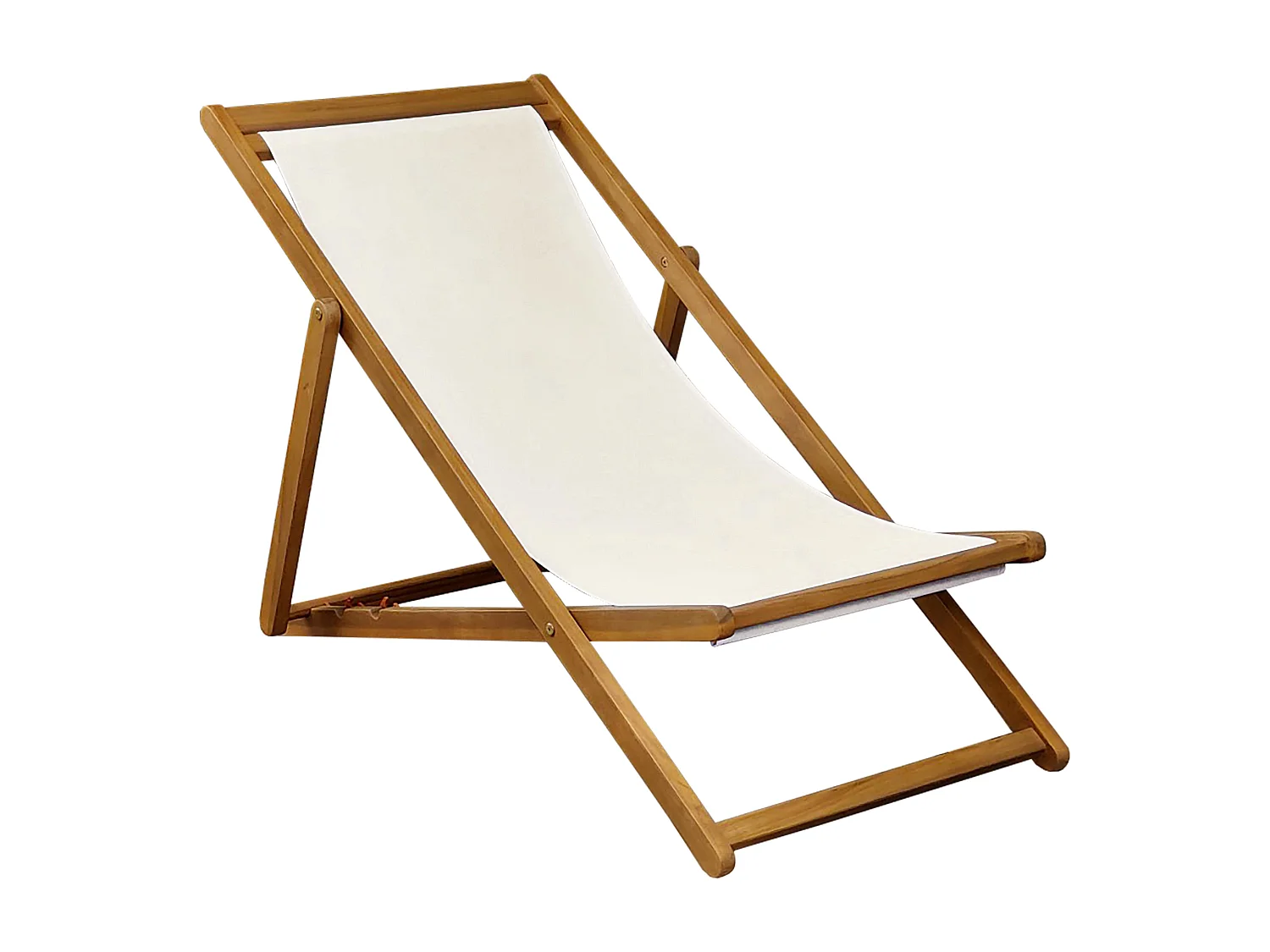 Lot de 2 chiliennes en acacia inclinables 3 positions écru