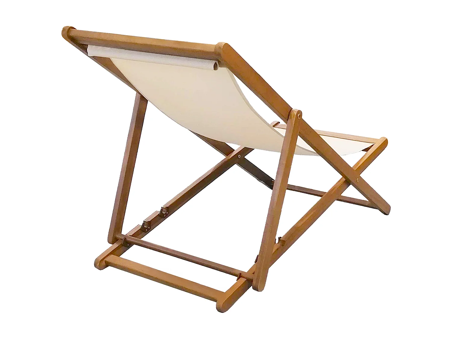 Lot de 2 chiliennes en acacia inclinables 3 positions écru