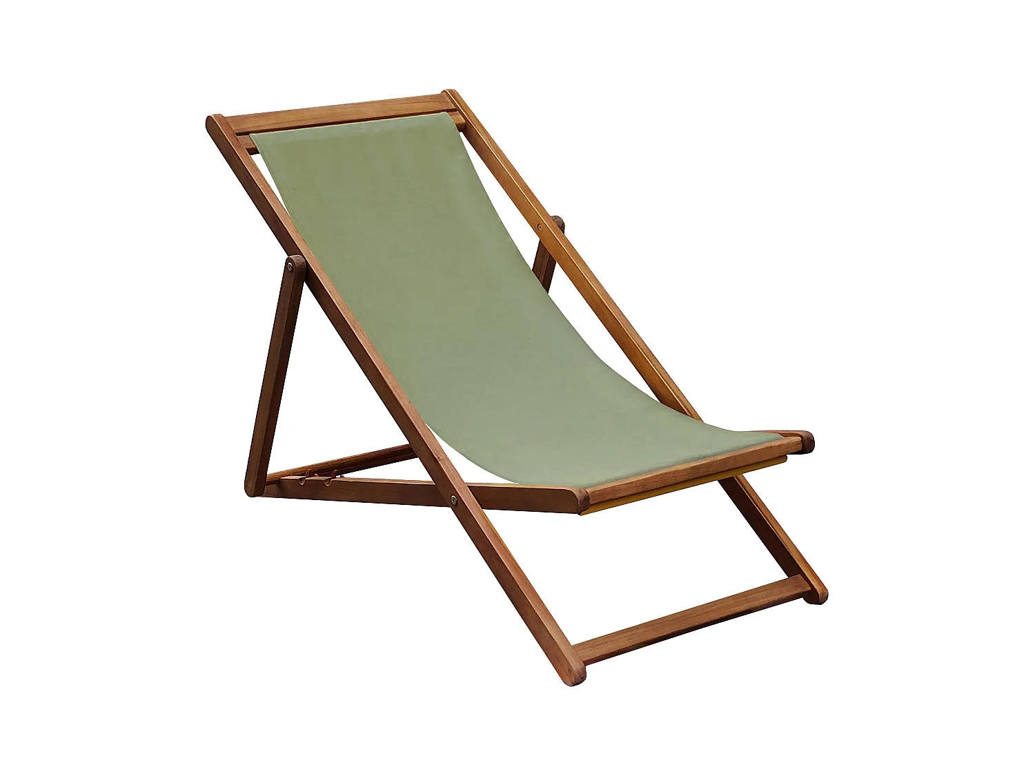 Lot de 2 chiliennes en acacia inclinables 3 positions vert kaki