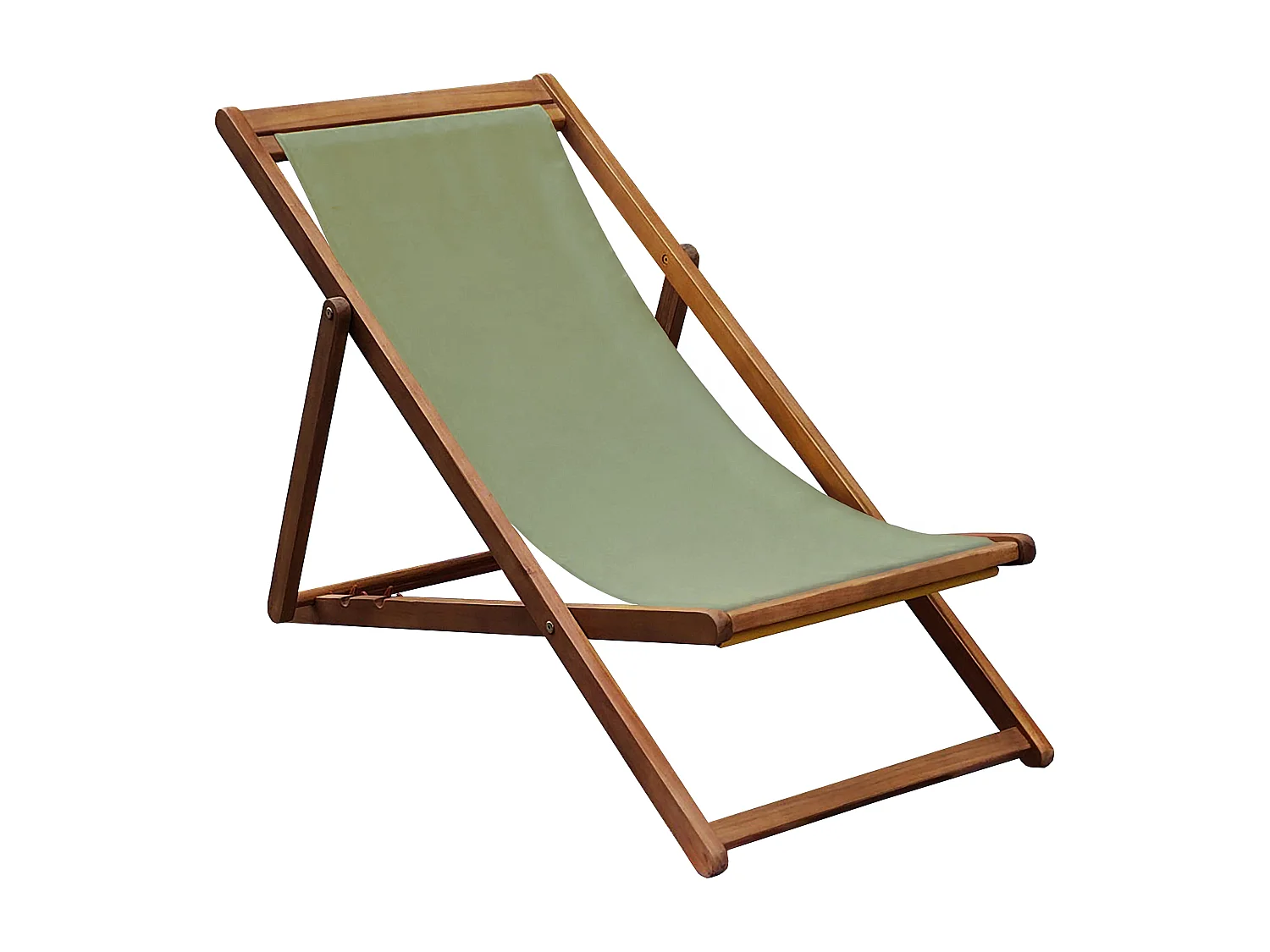 Lot de 2 chiliennes en acacia inclinables 3 positions vert kaki