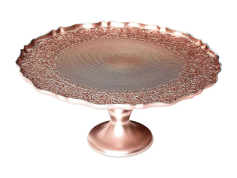 Plateau de Présentation en verre motif ethnique teinte cuivre (Ø32 cm)