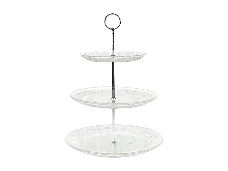 Plateau décoratif en verre à 3 niveaux (Ø25, 20 et 15 cm)