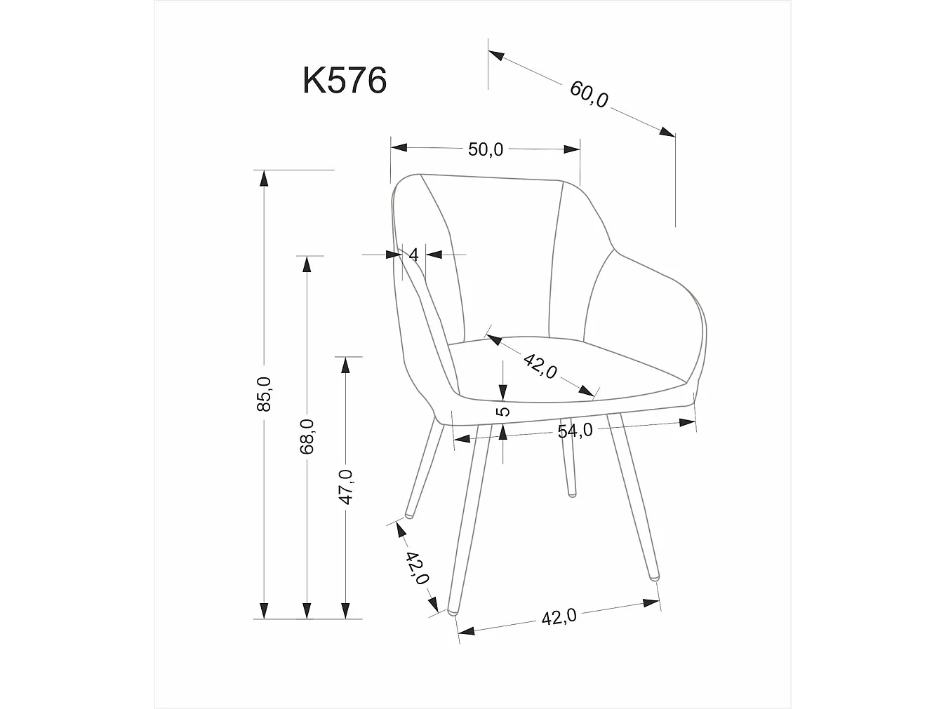 Chaise K576/revêtement tissu métal/Vert