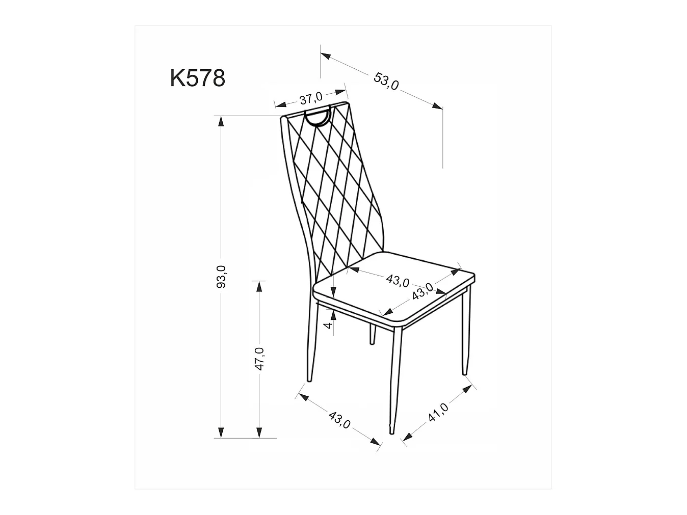 Sedia K578/Rivestimento in velluto e metallo prezioso/Nero