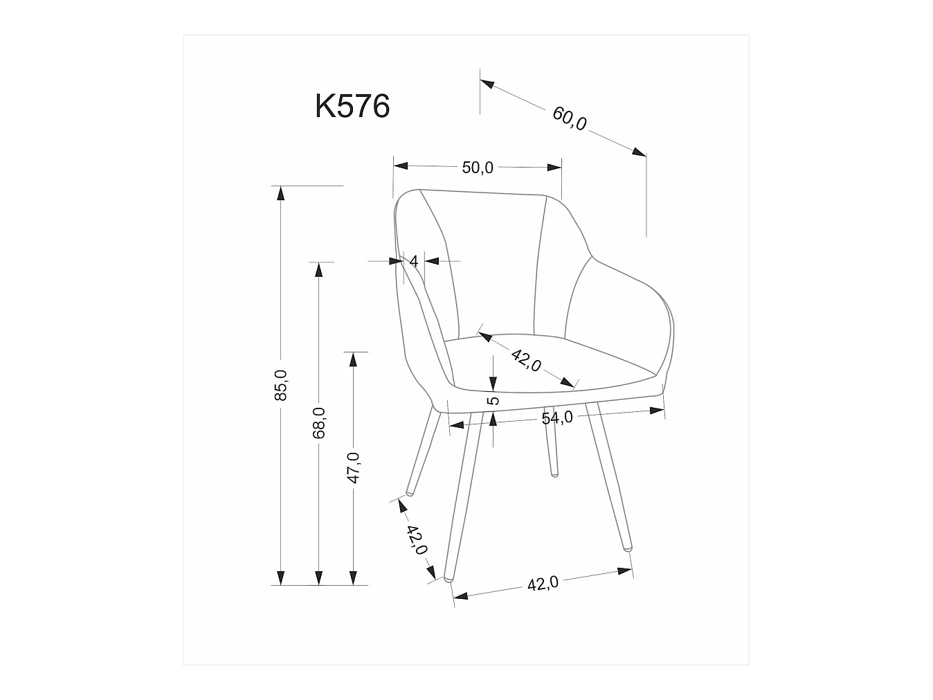 Sedia K576/rivestimento in tessuto metallo/Beige