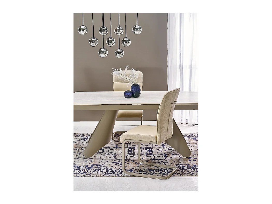 Stuhl K584/Stoff&Kunstleder/Beige