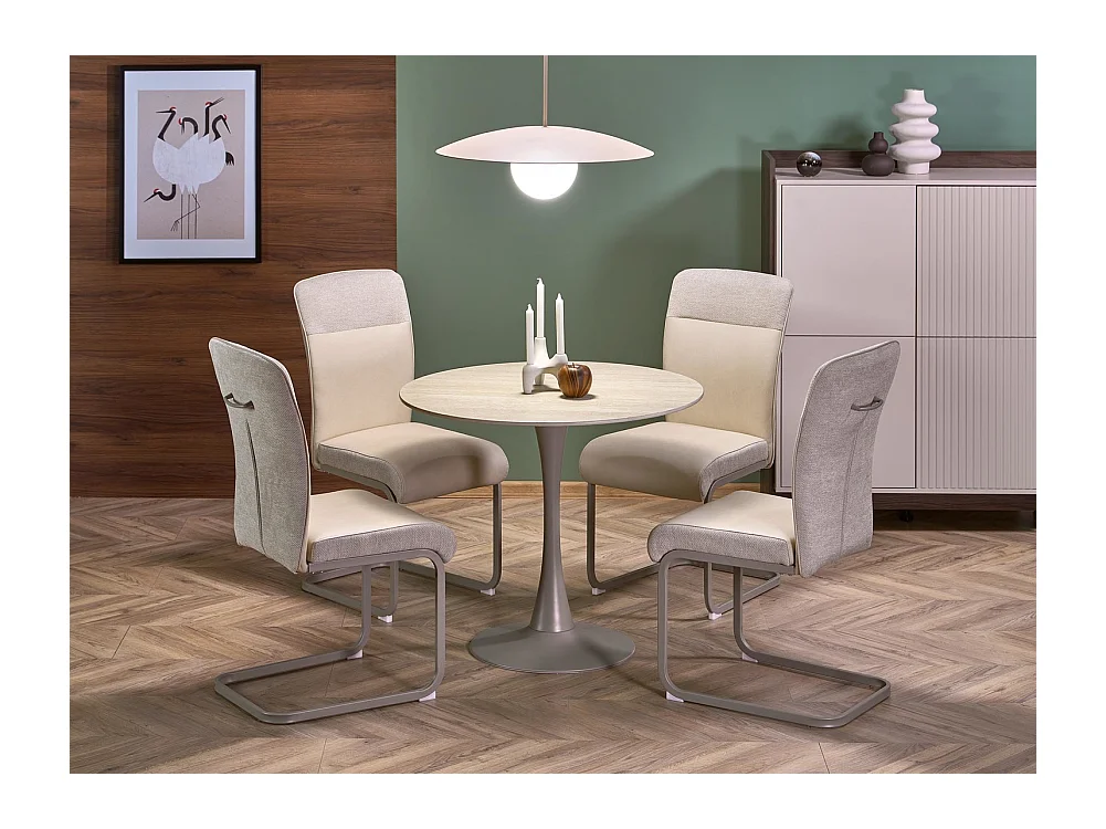 Stuhl K584/Stoff&Kunstleder/Beige