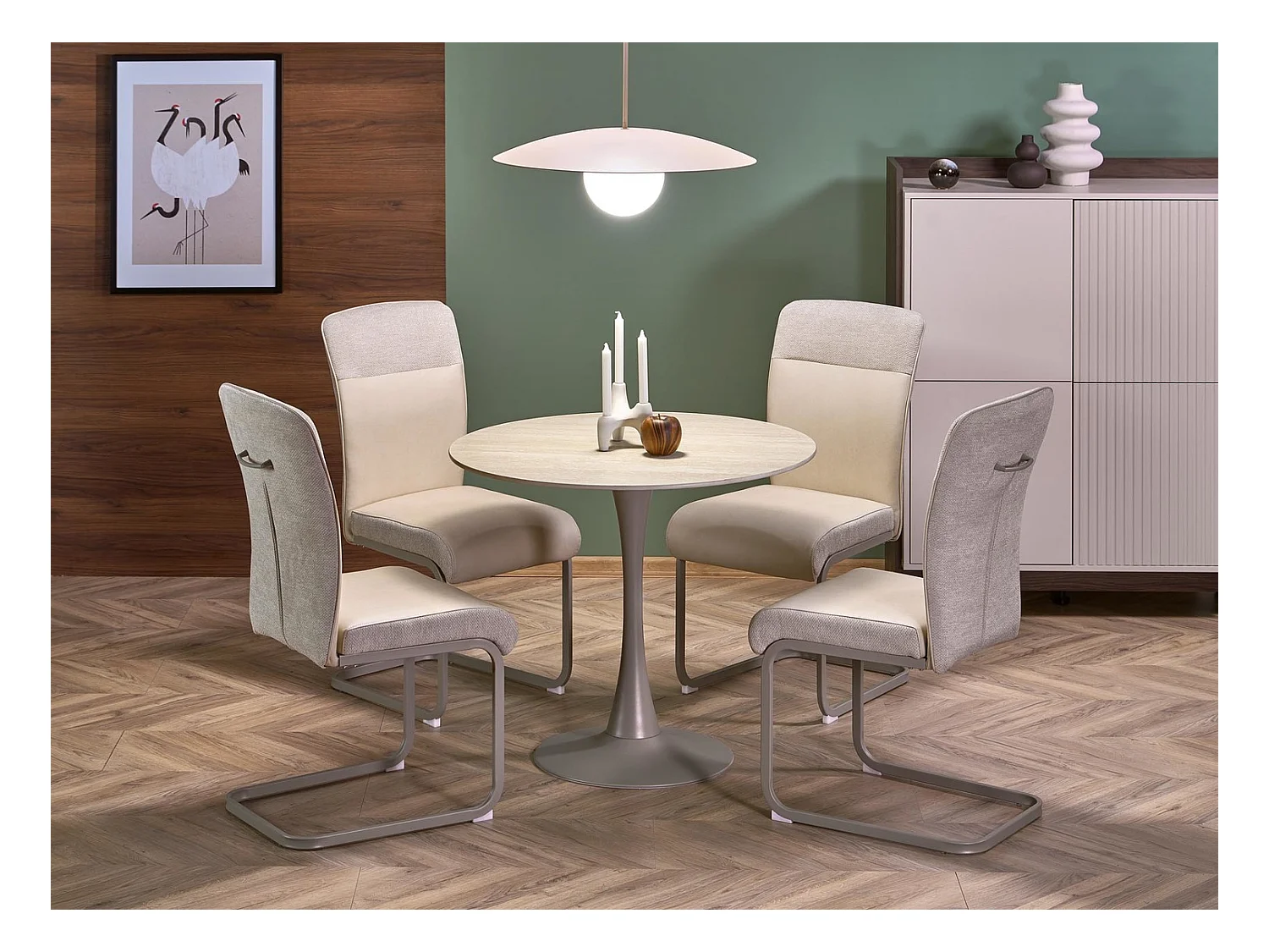 Stuhl K584/Stoff&Kunstleder/Beige