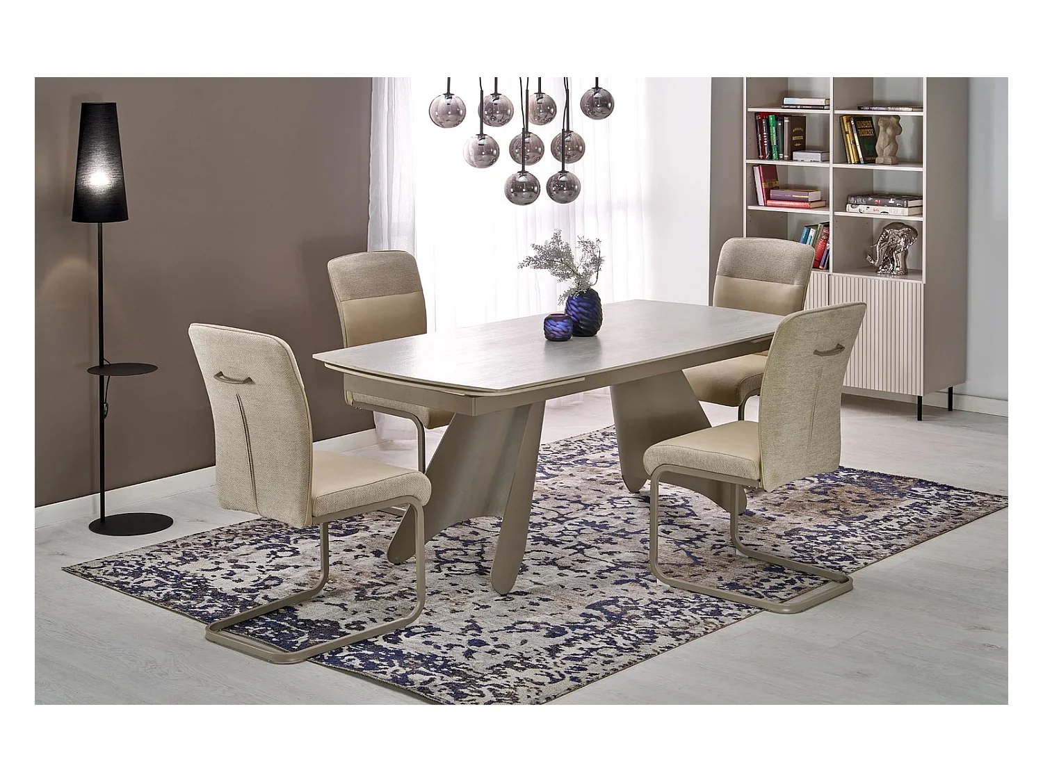 Stuhl K584/Stoff&Kunstleder/Beige