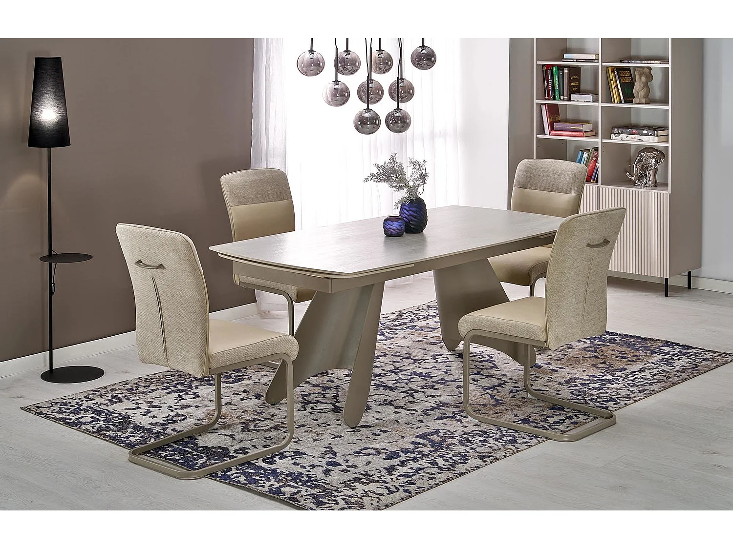 Stuhl K584/Stoff&Kunstleder/Beige