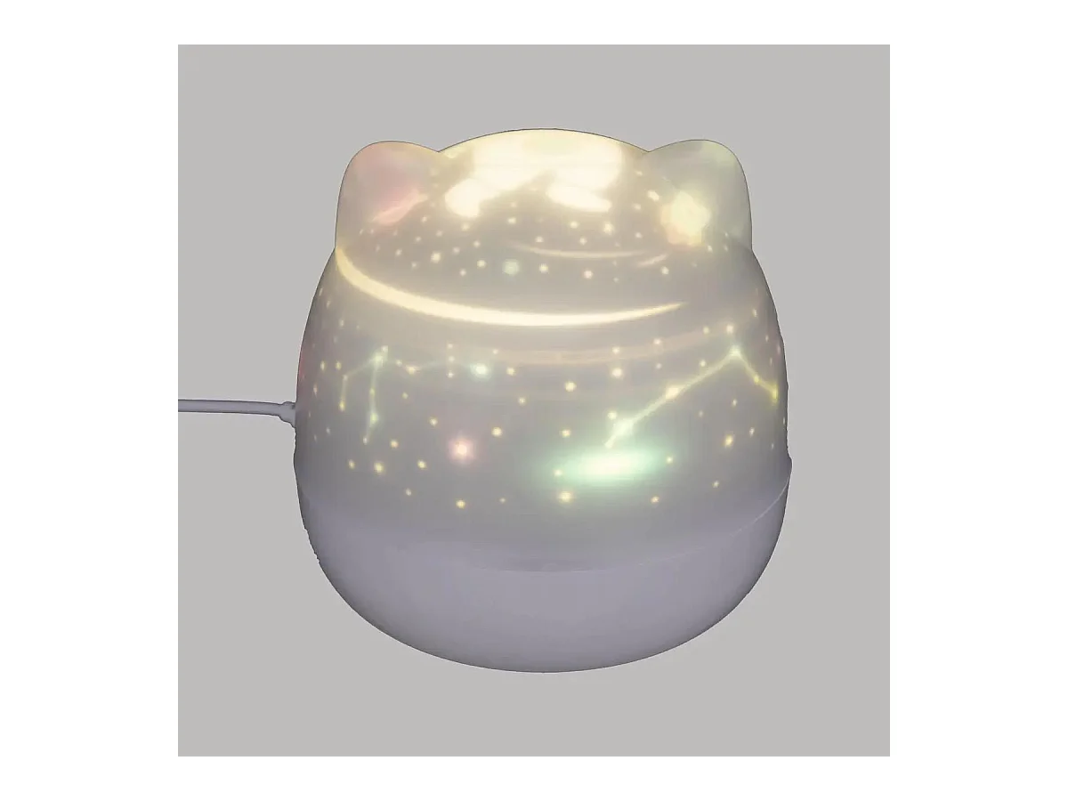 Veilleuse Rotative Enfant "Chat" 12cm Blanc