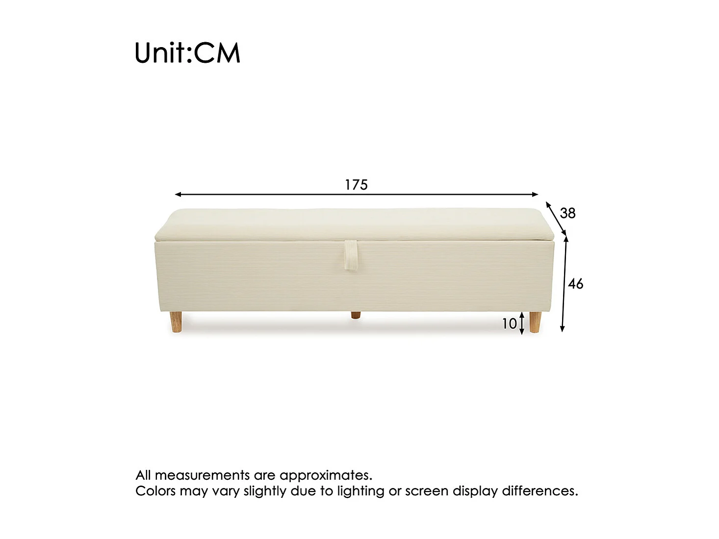 Banc lit rangement hydraulique boîte chambre salon couloir velours beige