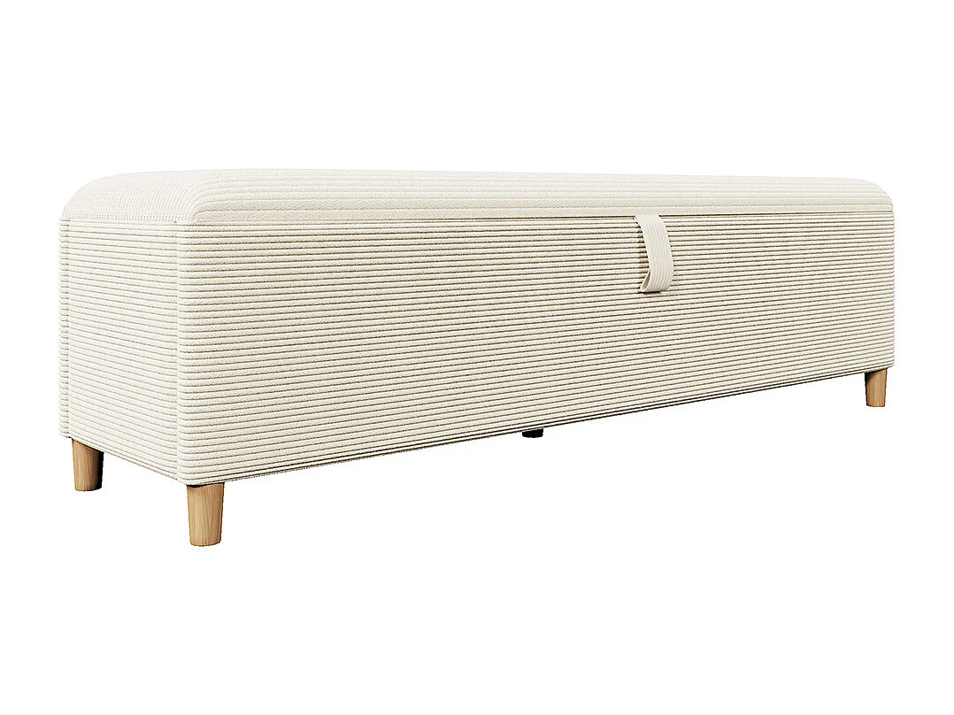 Banc lit rangement hydraulique coffre chambre salon couloir velours côtelé beige