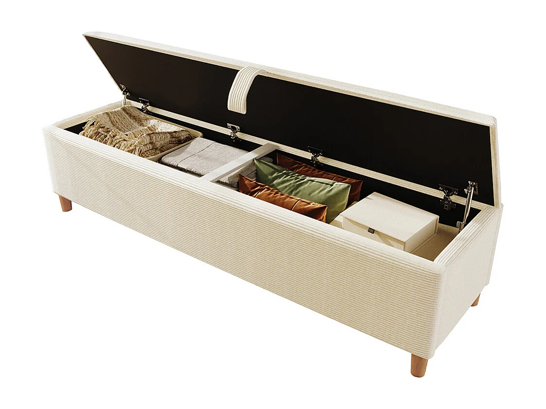 Banc lit rangement hydraulique boîte chambre salon couloir velours côtelé beige