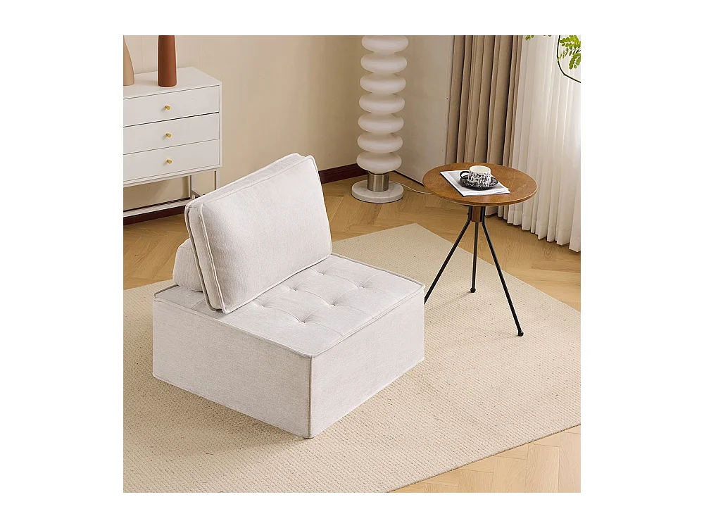 Fauteuil canapé pouf ensemble salon pour chambre à coucher amis ou enfant beige