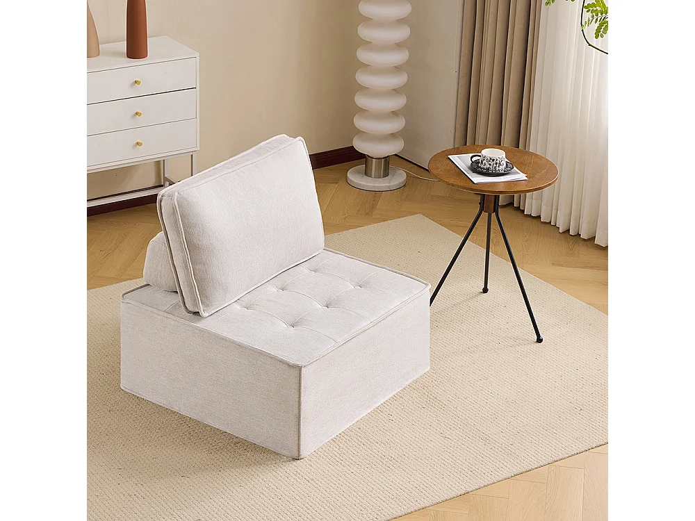 Fauteuil canapé pouf ensemble salon pour chambre à coucher amis ou enfant beige