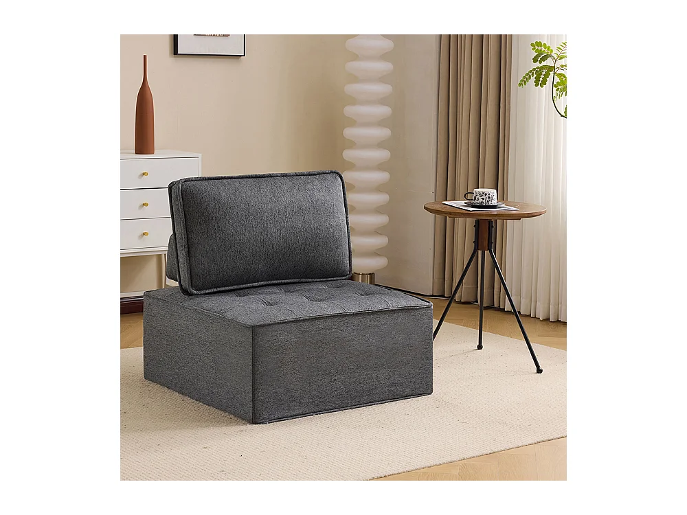 Fauteuil canapé pouf ensemble salon pour chambre à coucher amis ou enfant gris foncé