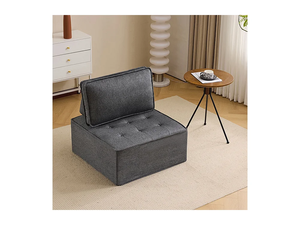 Fauteuil canapé pouf ensemble salon pour chambre à coucher amis ou enfant gris foncé