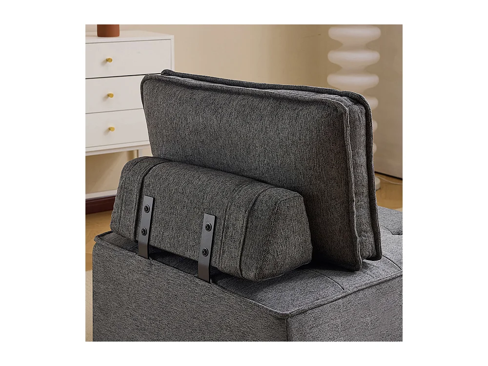 Fauteuil canapé pouf ensemble salon pour chambre à coucher amis ou enfant gris foncé