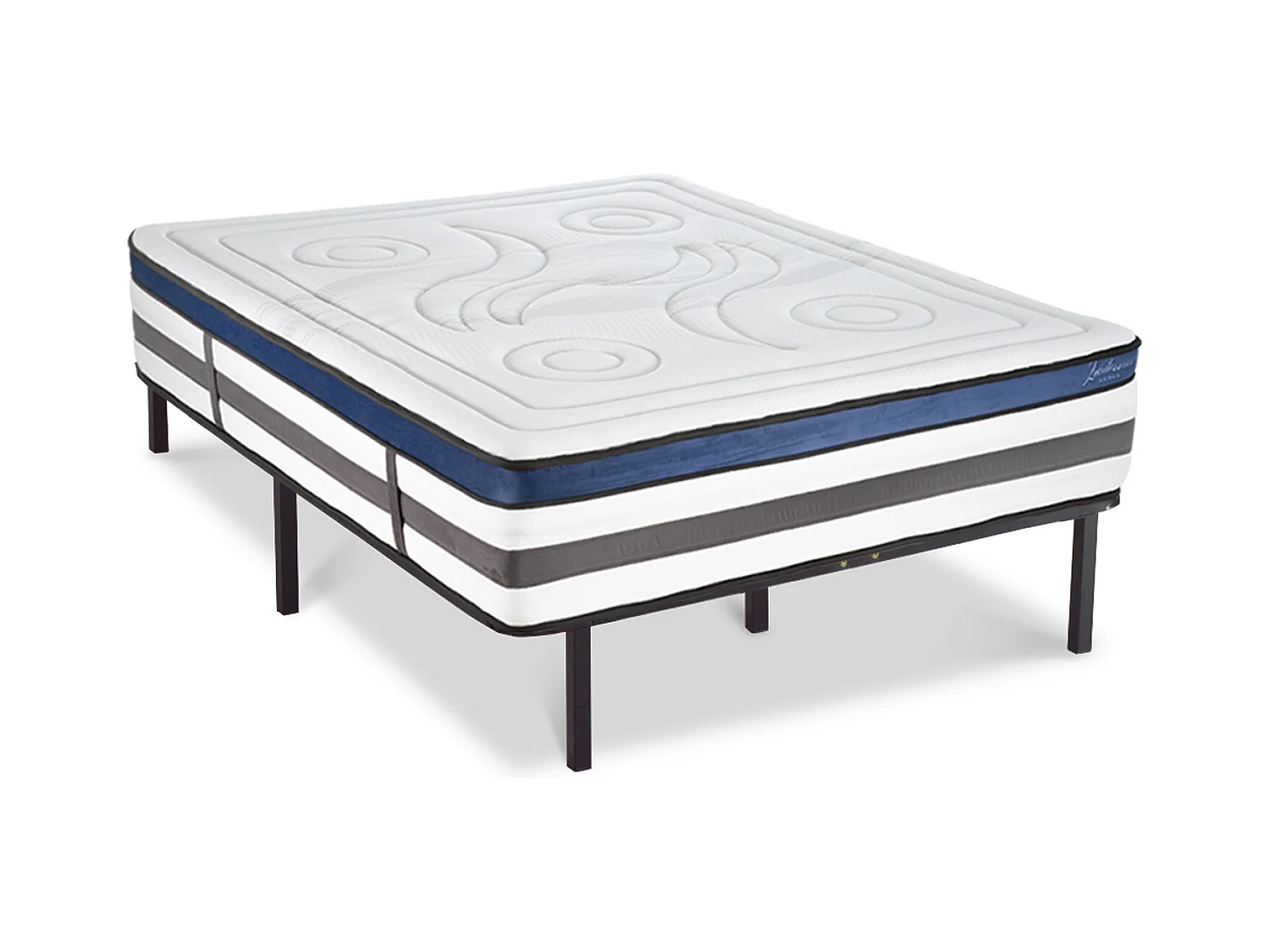 Ensemble Matelas Quintessence Mousse  Accueil Mémoire Cocooning 30cm et sommier métal - 90x190cm