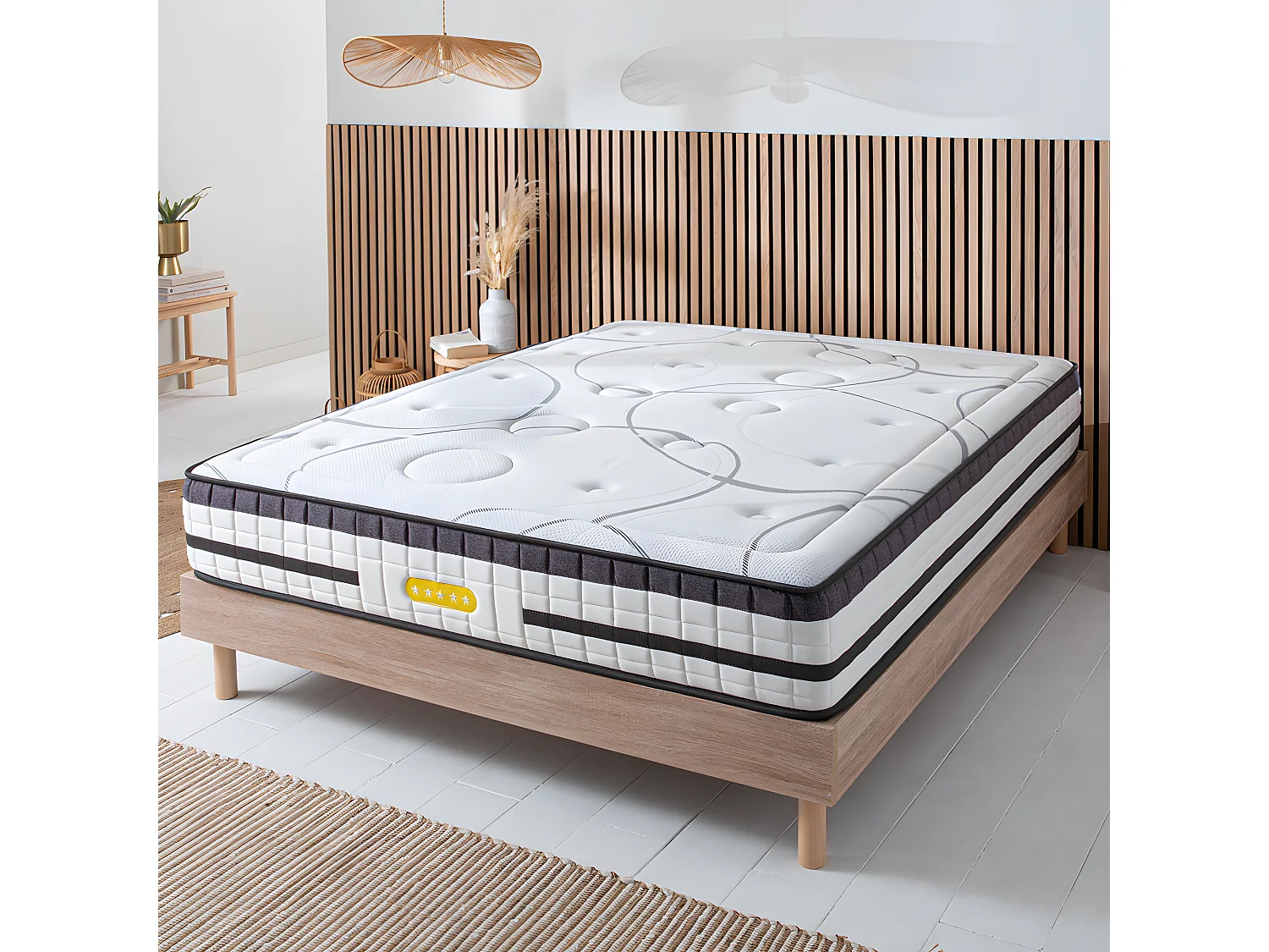 Ensemble sommier bois et Matelas Concorde Ressorts ensachés Accueil Mémoire 26cm 160x200cm