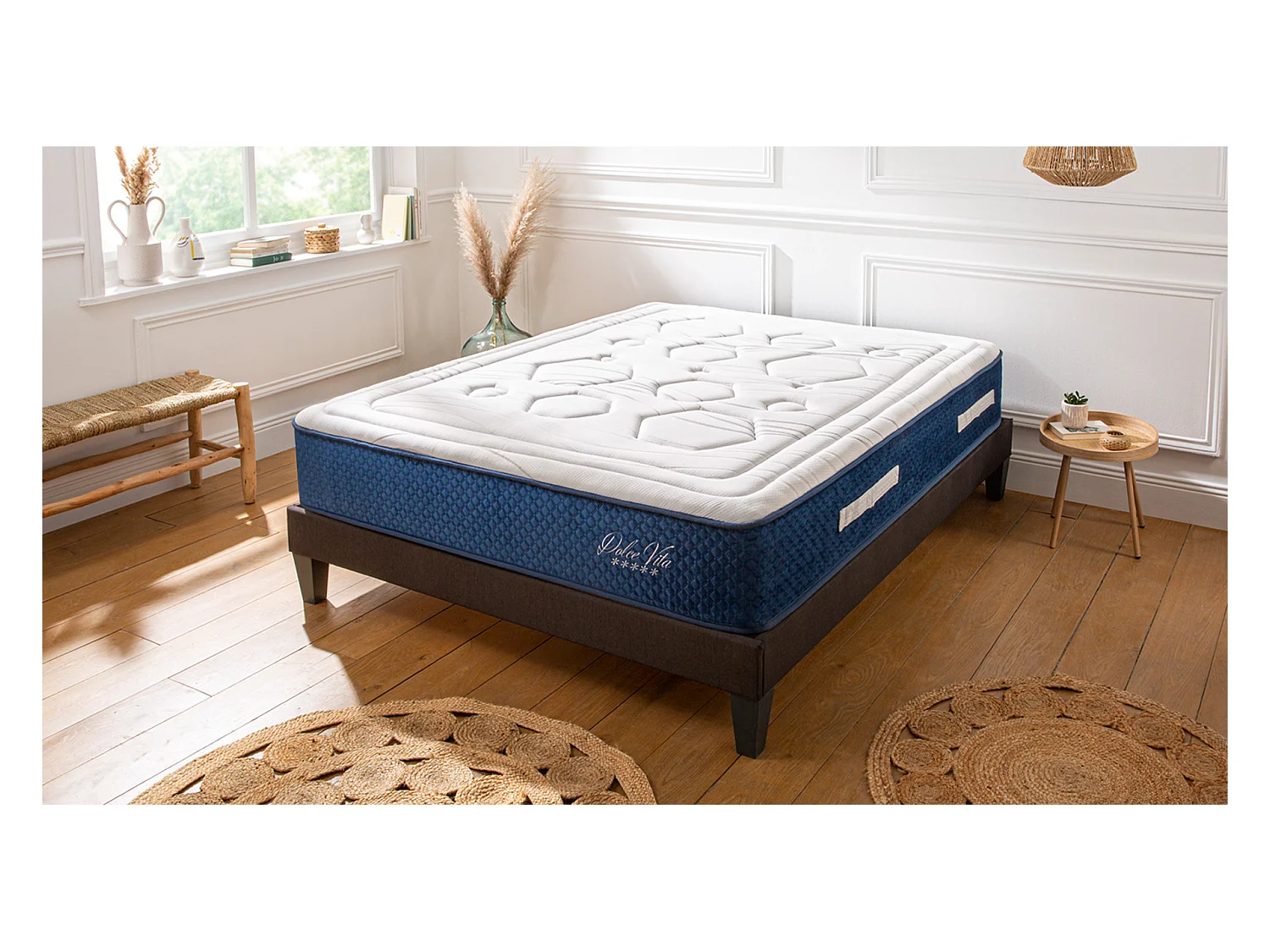 Ensemble Matelas Dolce Vita Ressorts ensachés Accueil mémoire et sommier en kit - 200 x 200 cm