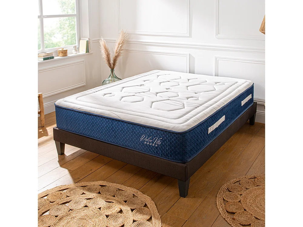 Ensemble Dolce Vita 200x200 cm + sommier en kit - Ressorts + mémoire - Ép. 28 cm