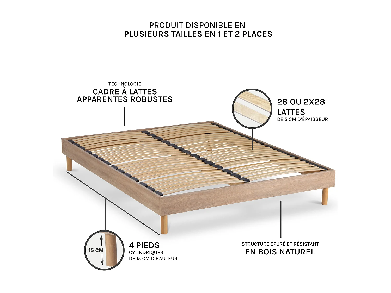 Ensemble Matelas Emeraude Mousse Accueil mémoire moelleux - 24 cm et Sommier Bois - 160 x 200 cm