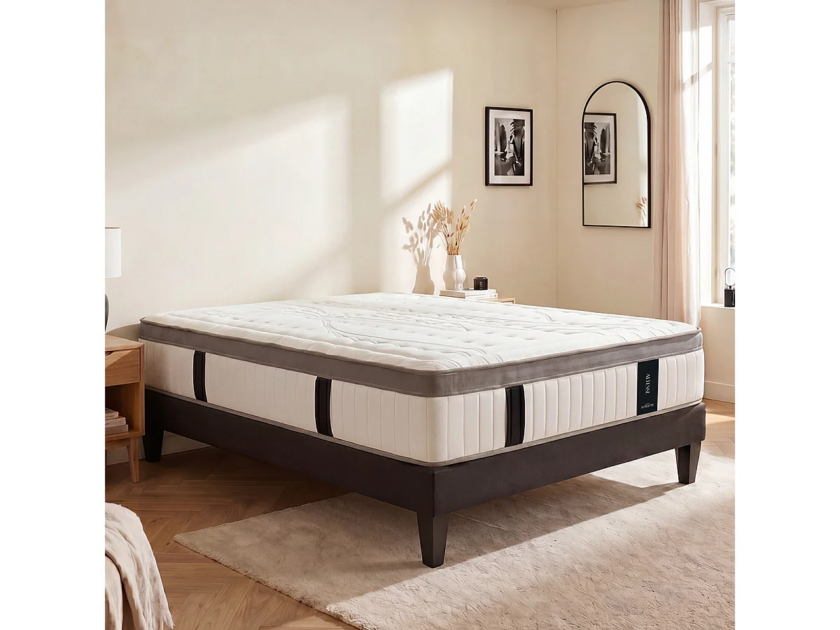 Ensemble Altesse 90x200 cm + sommier en kit - Mousse HD mémoire - Ép. 26 cm