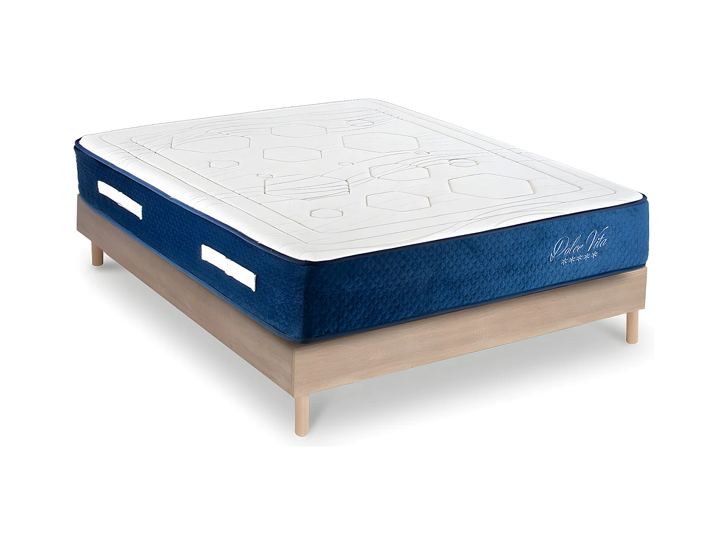 Ensemble Matelas Dolce Vita Ressorts ensachés Accueil mémoire 28cm et Sommier Kit Bois 180x200cm