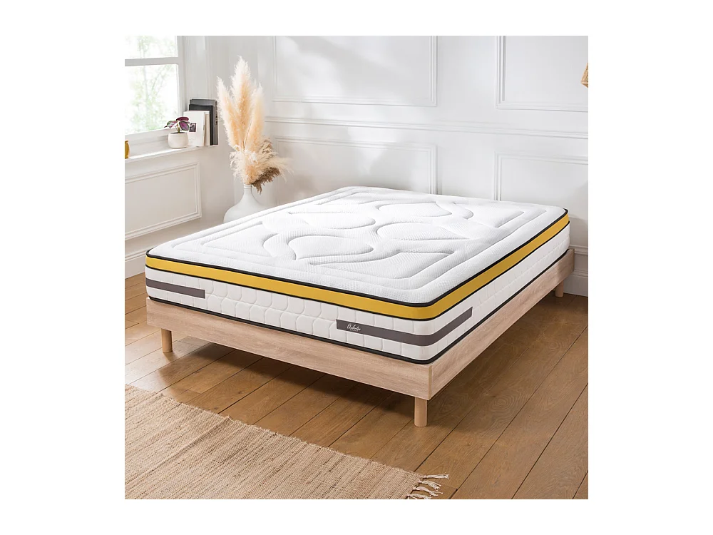 Ensemble Matelas Aubertin Ressorts ensachés Accueil mémoire + sommier kit bois - 90 x190 cm